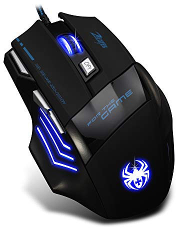 Docooler ZELOTES T-80 Gaming Mouse 7200 dpi Luz de Fondo Multicolor LED Óptico Ratón de 7 Botones Ratón para Juegos con Cable USB para el Jugador Profesional