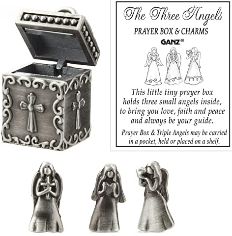 Ganz Angel Prayer Box Trinket - Triple Angels Charm Pewter