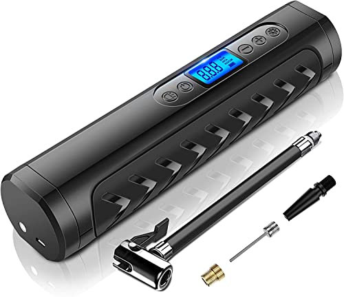 NWOUIIAY Compresseur d'Air Portatif 150PSI 35L/MIN Compresseur Voiture Sans Fil 12V 6000mAh Mini Compresseur avec Chargement USB Affichage Numérique et Lampe LED pour Auto Vélo et Basketball etc.