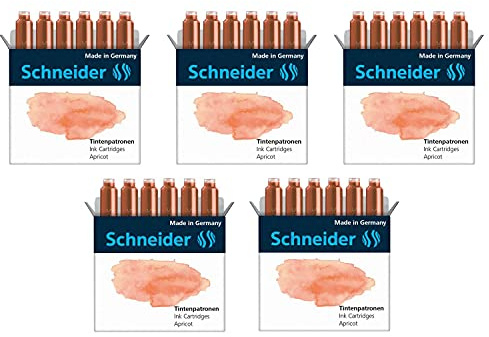 Schneider - Juego de 5 fundas de 6 cartuchos de tinta para pluma estilográfica, color naranja
