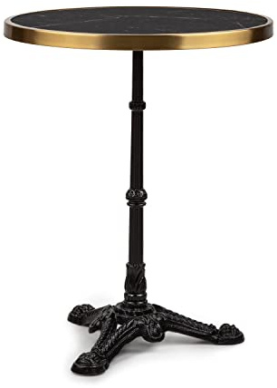 blumfeldt Patras - Bistro-Tisch, Gartentisch, Deko-Zierkante, Gusseiserner Standfuß, für drinnen und draußen, wasserfest, frostsicher, 57,5 cm Ø 72 cm Höhe, schwarz