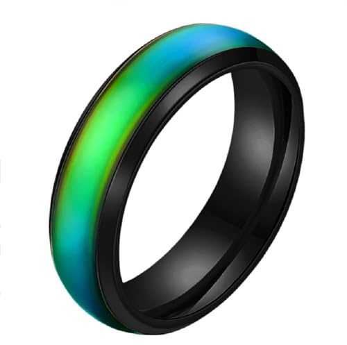 Svart och roséguld bekväm passform ringar svart rostfritt stål bröllopsband färgskiftande stämningsringar för män Y1854, Y1854-Black-UK Size R1/2(59.5mm), Icke-ädel metall