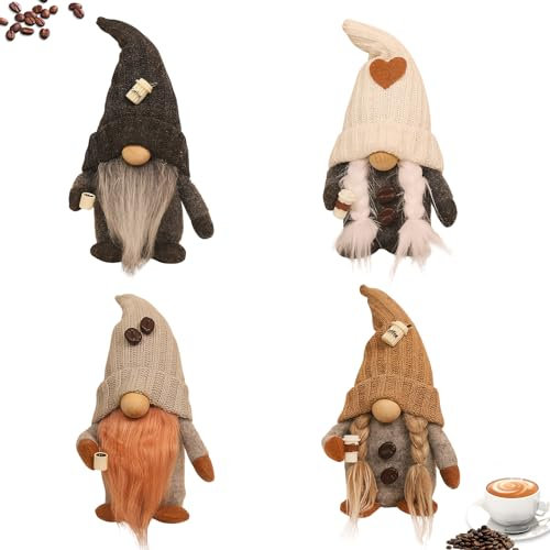 Kaffee Wichtel Deko Wichtel,Handgefertigte Gefüllte Gesichtslose Puppe Zwerg Dekorationen Frühlingsdeko,Plüsch Puppe Figure Deko Küche Bauernhaus,Ostern Frühling Wichtel für Tischdekoration Deko