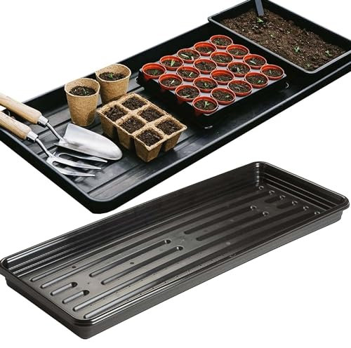 Pluto Packaging Large Black Multi Use Black Grow Bag Trays For Gardening, Growing & Transporting Pots (2)