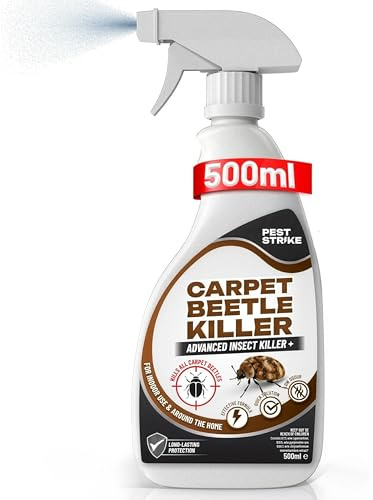 Carpet Beetle Killer Spray - 500ml Fast Acting Carpet Beetle Spray Odourless & Stain-Free Carpet Beetles Treatment for Soft & Hard Furnishings, Indoor & Outdoor