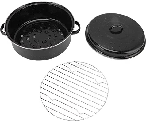 Qcwwy Sötpotatis och Kastanjer Stekpanna, Nonstick Emalj Järn Bakform för Jämn Värmefördelning (Järnskydd 28 cm)