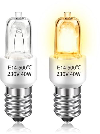 SCNNC Ampoule Four 40W 500 degré E14 230V Dimmable Blanc Chaud 2800K, Résistante à la Chaleur 500℃, Ampoule E14 pour Four, Micro-ondes, Hotte Aspirante, Lampe au Sel, Lot de 2