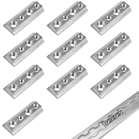 EXLECO 10 X Airlineschiene Nutensteine, Airline Schienen Zubehör mit 4 Gewinde M8 M6 M8 M6, 50,5 * 18 * 6,5mm Nutenstein aus Aluminium, Zurrschiene Fitting für Wohnmobil Caravan Kleinstransporter