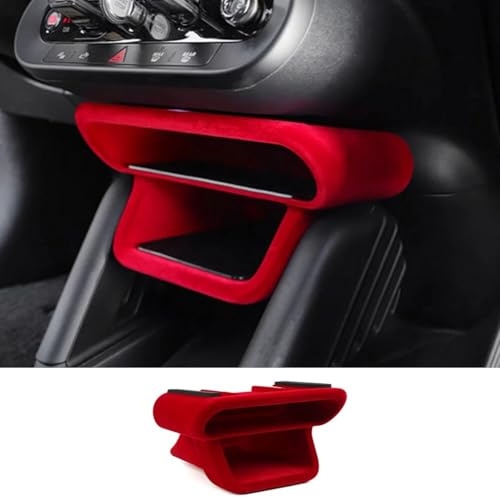 Scatola portaoggetti per MINI per Cooper E/SE J01 EV 2024 2025, compatibile con organizer per console centrale, vassoio del cambio a strati in floccaggio nero e rosso (rosso floccaggio)