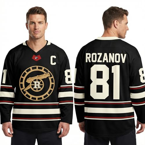Maillot Hockey sur Glace Homme Shane Hollander 24 & Ilya Rozanov 81 Merch pour Les Fans (Roz-A, S)