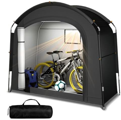 Eirolace Garaje para 2 bicicletas, tienda impermeable para exteriores, resistente a los rayos UV, protección solar, jardín y funda protectora para bicicletas, 200 x 80 x 165 cm