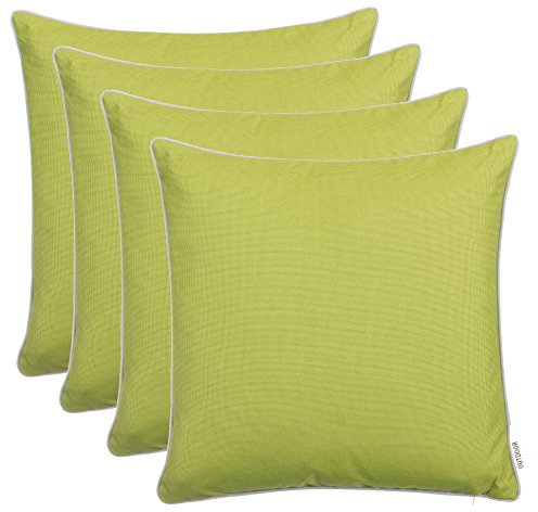 Brandsseller 4er Set Outdoor Kissen 45x45 cm – Wetterfeste Zierkissen mit Paspel – Wasserabweisende Gartenkissen & Dekokissen für draußen – Sofakissen für Balkon & Terrasse – Grün