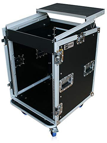 Winkelrack 14HE+10HE oben Notebook-Ablage Rollen Flightcase DJ Case