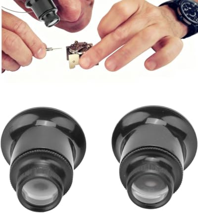Tissting Loupe d'Horloger, Loupe Monoculaire Portable 20X Loupe Bijoutier | Loupe de Réparation Monoculaire Ensemble de Loupe Kit pour Montres Loisirs Pièces Électricien Couture