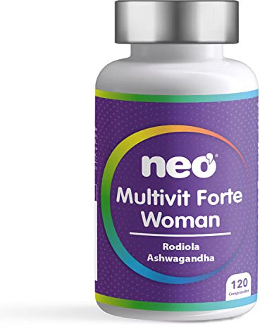 NEO - Multivitamínico - 120 Comprimidos - Para 2 Meses - Rodiola, Ashwagandha, Vitaminas y Minerales - Ayuda para la Relajación - Multivit Forte Woman