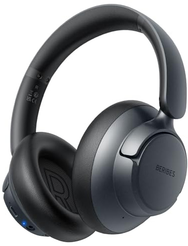 BERIBES Upgraded Hybrid Active Noise Cancelling Headphones with Transparent Modes,70H Playtime Bluetooth Headphones Wireless Bluetooth with Mic, Deep Bass,3.5MM Cable,Soft-Earpads,Fast Charging-Black