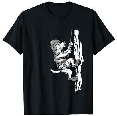 Kletternder Comic Hund, Hunde und Klettersport, Kletterer T-Shirt