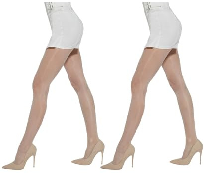 MYCHICLEGS Collant voile fin 20 DEN femme écru T5 lot de 2