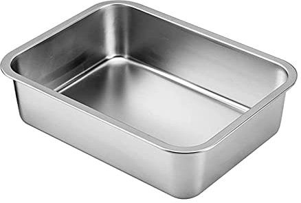 XINGLIDA Für Katzentoilette Für Ältere Katzen Kaninchentoilette Aus Edelstahl Antihaftbeschichtet Glatte Oberfläche Rostet Nicht 35 6 X 25 4 X 10 2 cm