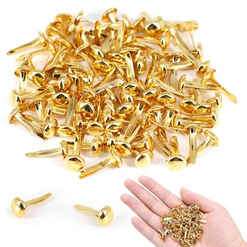 100 Stück Musterbeutelklammern, Gold Musterklammern, Metall Rundkopfklammern, Verschlussklammern für Schule Büro Papier Briefklammern Basteln Handwerk DIY