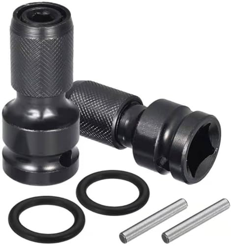 2PCS Impact Wrench Adapter, 1/2 Square Drive to 1/4 Hex Female Socket Adapter, Impact Drill Adapter for Impact Wrench Ratchet, Quick Release