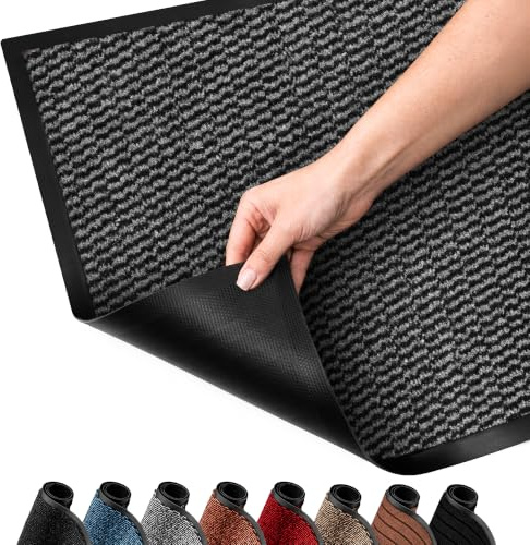 SG Traders Washable Door Mats - Non-Slip Rubber Backed Doormats Indoor & Outdoor - Highly Absorbent Door Mats, Floor Mat, Kitchen Mat, Perfect Dust Grabbing Doormats Dirt Trapper (80x120cm - Grey)