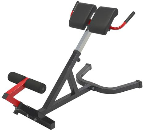 Hyperextension - Allenatore per schiena con fissaggio alle gambe e maniglie, regolabile, in acciaio, per schiena, addome, glutei e cosce, portata 200 kg