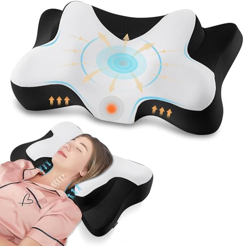 DONAMA Almohada Cama Cojín Cervical de Espuma Viscoelástica, Almohada para Dormir de Lado, Espalda y Boca Abajo