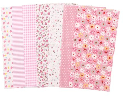 Cosyhav 7pcs 25x25cm 100% Cotton Fabric, Material for Sewing, Fabric Squares with Floral Patterns for DIY Crafts, Quilting, Sewing(Pink Series)
