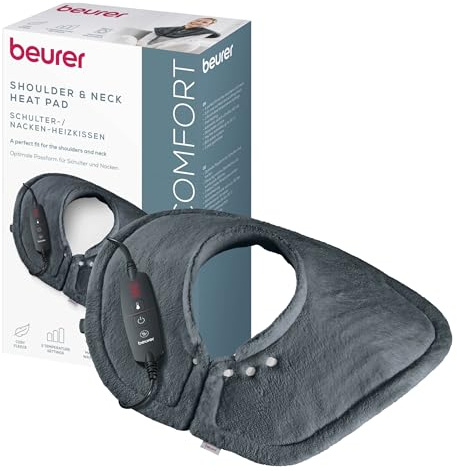 Beurer HK 66 Cosy Termoforo per spalle e cervicale, termoforo elettrico di forma anatomica con chiusura magnetica, 3 livelli di temperatura con spegnimento automatico, lavabile