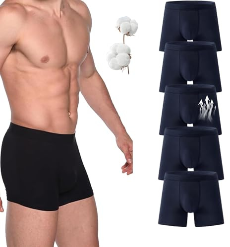 Calzoncillos tipo bóxer para incontinencia para hombre, ultra absorbentes, lavables y reutilizables, de algodón, absorben la humedad, transpirables, color azul, 5 unidades, 4X_L