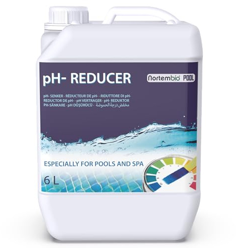 Nortembio pH- Minus Liquido Riduttore di pH per Piscine e Spa, Regolatore dell’Equilibrio dell’Acqua, Migliora l’Efficacia del Cloro, Manutenzione Professionale (6 L)