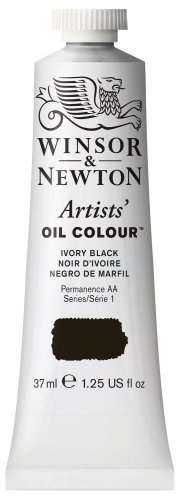 Winsor & Newton 1214331 Artists Ölfarbe - 37ml Tube, Künstler - Ölfarbe mit höchstmöglicher Pigmentierung, höchste Lichtechtheit - Elfenbeinschwarz
