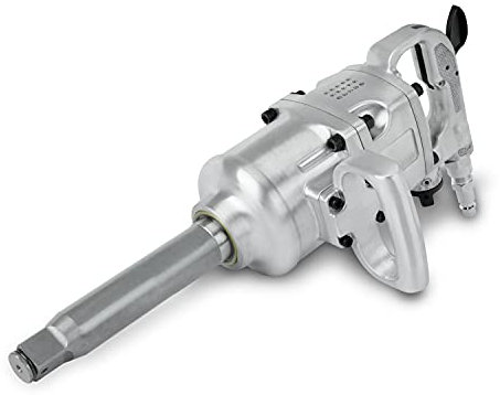 EBERTH Llave de impacto de aire comprimido con vaso de 1 pulgada y conexión de aire comprimido de 1/2, 1620 Nm, husillo largo, mecanismo de impacto doble de alto rendimiento, 3500 rpm, 2 mangos