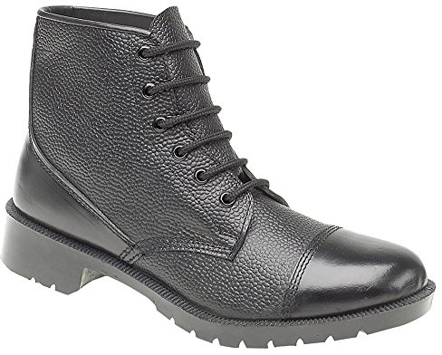 GRAFTERS 6 Eye Cadet Boots Shiney Smooth Counter & Toe Mens UK 10 Black