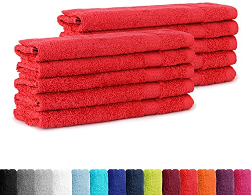 SUPERTOLL 10er Pack Gästetücher, 30x50 cm zum Sonderpreis 100% Baumwolle in vielen Farben - 10er Pack Gästetuch, Gästetücher, 30x50 cm, Farbe Ro
