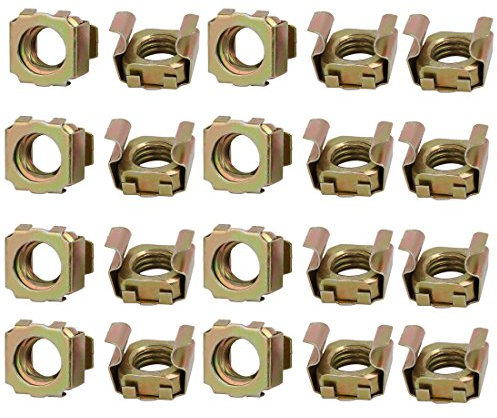 sourcingmap 20pcs Écrou Cage M10 Acier au Carbone Captive Laiton Ton pour Serveur Étagère Cabinet
