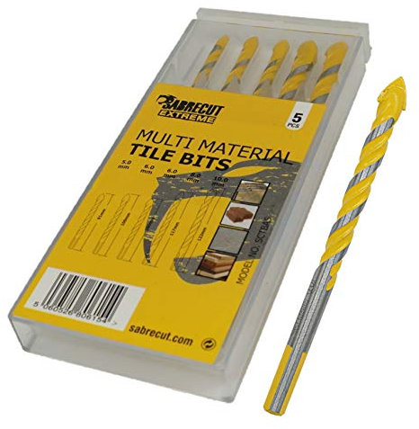SabreCut SCTBA5 Multi-Material Tile Drill Bits Set for Ceramic Porcelain Granite Marble with Durable Storage Box