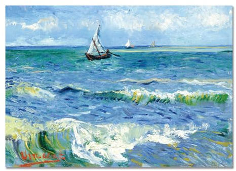 Giallobus - Cuadro - Vincent Van Gogh - El mar en Les Saintes Maries - Vidrio acrílico - 100L x 70l cm - Listo para colgar - Cuadros modernos para el hogar