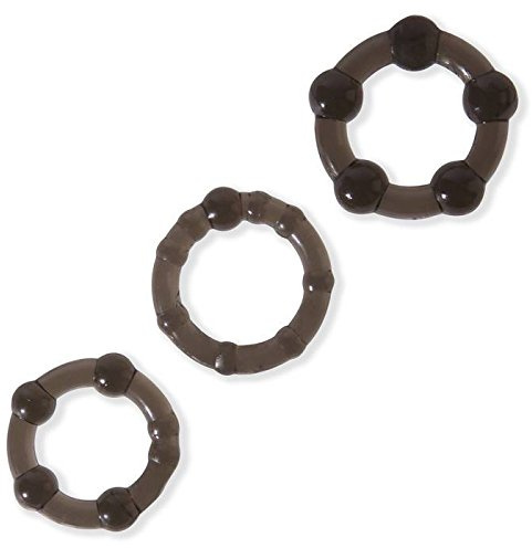 Lovehoney Triple Cock Ring Set Adult Sex Toy for Men and Couplres, Black | Waterproof, Flexible, 3 Pack Stretchy Male Penis Ring, Sex Toys for Men, Perfect Gifts for Men and Couples
