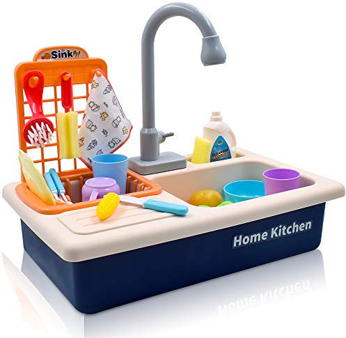 Acelane Jouets de Cuisine avec Lave-Vaisselle à Circuit d'eau, Ensemble de Cuisine évier, Jouets de Jeu de Rôle pour Enfants Garçons Filles de 3 à 6 Ans
