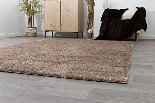 Steffensmeier Hochflor Teppich Kimo | Shaggy Langflor Teppich | Wohnzimmer, Schlafzimmer, Braun, Größe: 240x290 cm