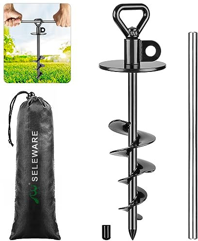 SELEWARE Estaca de Amarre para Perros al Aire Libre antioxidante para Perros Grandes de hasta 220 Libras, estaca giratoria Gratuita para Perros, Barra giratoria incluida