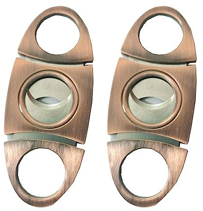 2 cortapuros de acero inoxidable de color bronce para la mayoría de puros, cortapuros, tijeras de doble filo