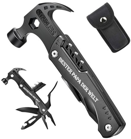 Papa Geschenk Vater Multitool Hammer - Geschenke für Männer Vatertag Männertag, Coole Geburtstagsgeschenk Geschenkideen Herrentag Geschenk für Ihn, Schwarz Multifunktionstool Gadgets für Outdoor DIY