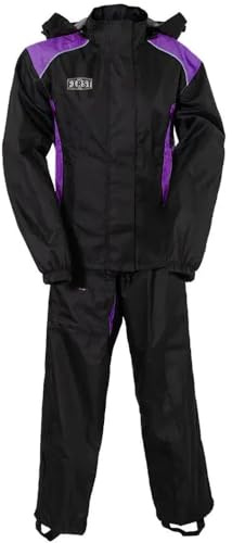 First Mfg Co - Rain Suit - Women's Motorcycle Biker Riding Rain Suit - Ripstop - Black Purple - Large