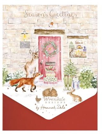 Wrendale AXNCP034 - Set di biglietti natalizi, 8 biglietti pieghevoli con busta, animali, dimensioni: 10,1 x 15,2 cm
