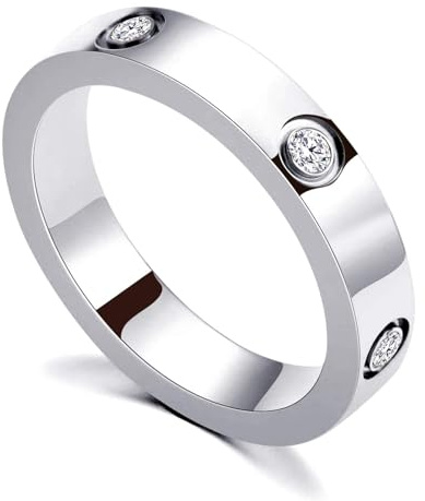 RIXERKOC Anello di amicizia d'amore per le donne Cubic Zirconia in acciaio inox Promessa Anello di matrimonio Gioielli Regali di compleanno di San Valentino per donne e ragazze (7, Argento)