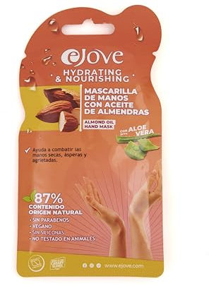 Ejove Handmaske mit Mandelextrakt | Spendet Feuchtigkeit, macht die Haut geschmeidig und pflegt sie | Für raue, trockene und rissige Hände