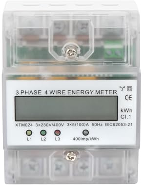 Madlife Garage Digitaler Stromzähler,Stromzähler 3-Phasen 4-Draht Geeicht Drehstromzähler 230 / 400V 5-100A,Drehstromzähler Hutschiene für DIN,für Leistungsmesssystemen Eingesetzt